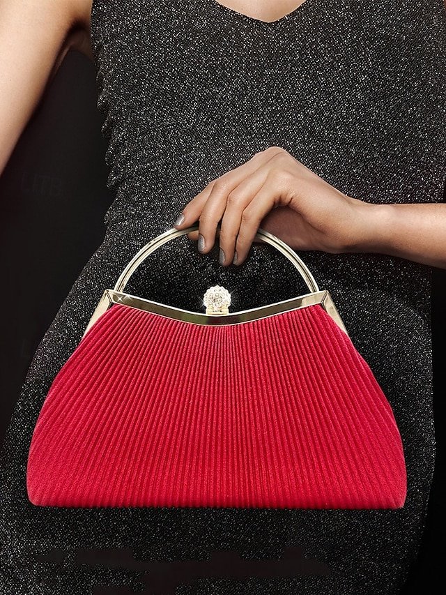 Women’s Gold Pleated Evening Handbag - Image 8