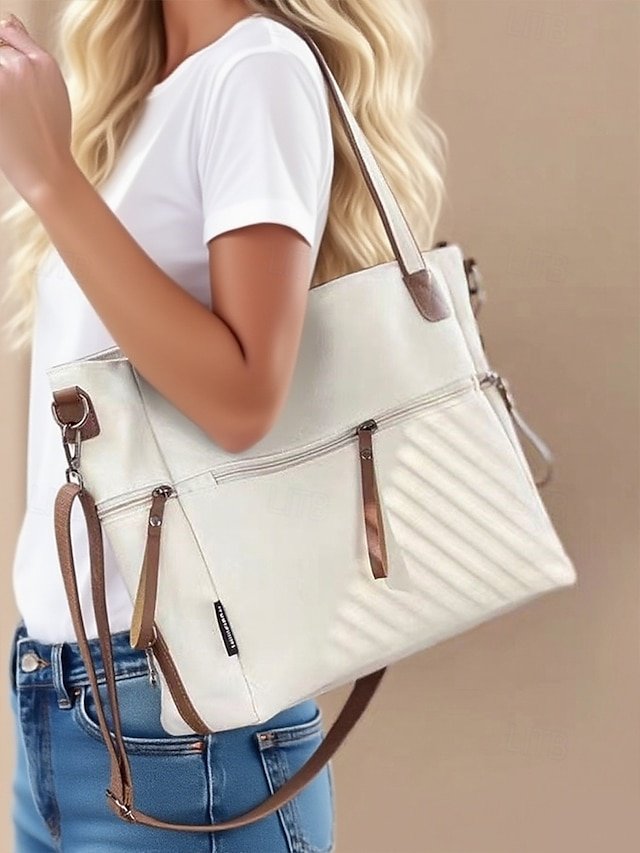 Women’s Canvas Tote Bag with Zipper - Image 2