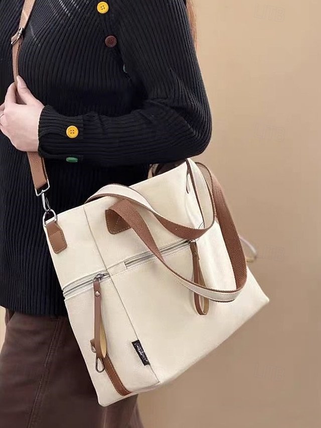 Women’s Canvas Tote Bag with Zipper - Image 3