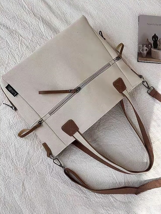 Women’s Canvas Tote Bag with Zipper - Image 7
