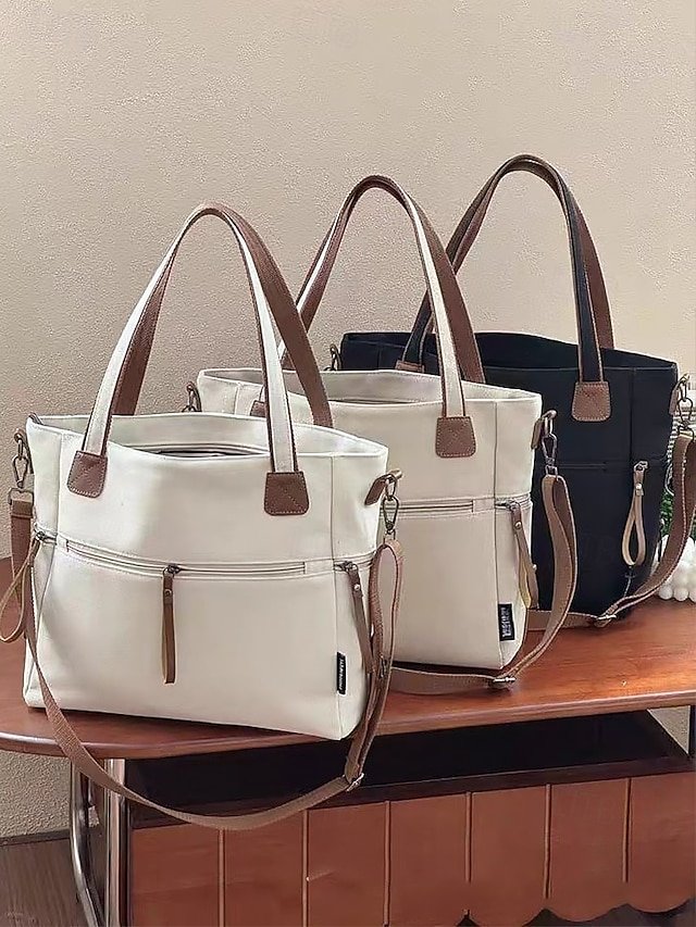Women’s Canvas Tote Bag with Zipper - Image 8