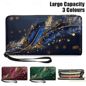 Alternative view of Women’s Large Capacity Wallet with Gilded Feather Print