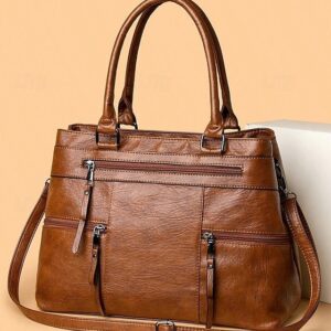 Women’s Large Faux Leather Shoulder Tote Bag