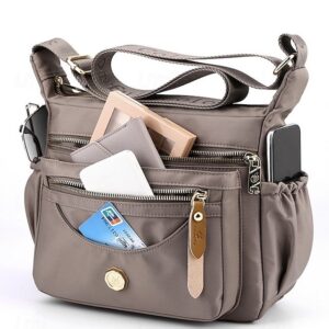 Women’s Nylon Crossbody Bag with Multiple Pockets