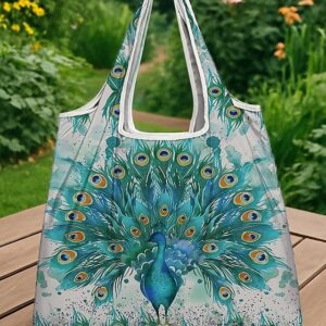Women’s Peacock Print Folding Tote Bag