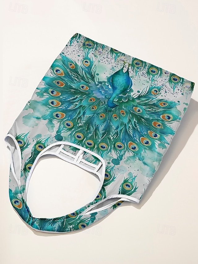 Women’s Peacock Print Folding Tote Bag - Image 6