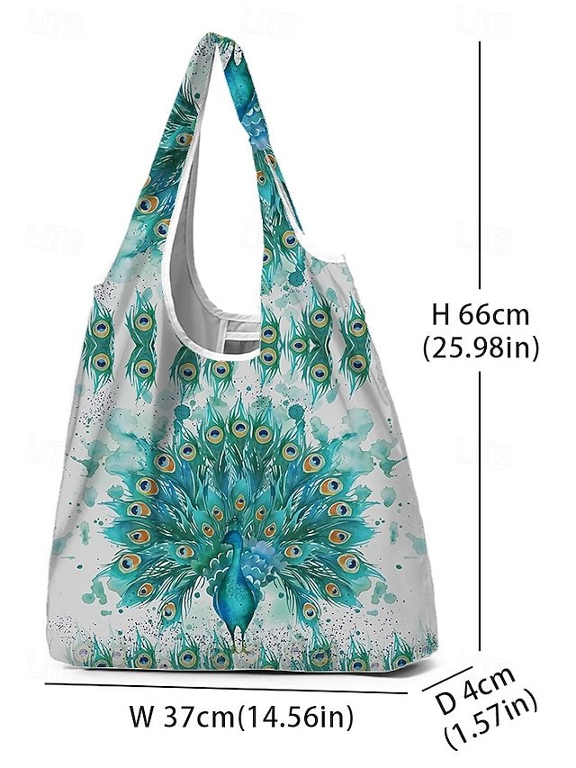 Women’s Peacock Print Folding Tote Bag - Image 7