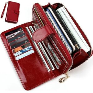 Women’s RFID Blocking Faux Leather Wallet with Zipper
