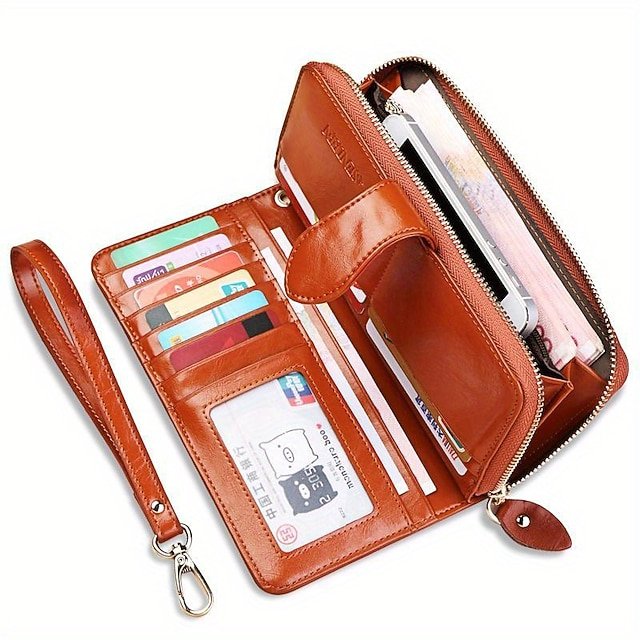 Women’s RFID Blocking Faux Leather Wallet with Zipper - Image 4