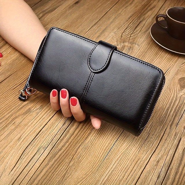 Women’s RFID Blocking Faux Leather Wallet with Zipper - Image 8