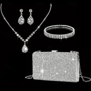 Women’s Rhinestone Polyester Clutch Set