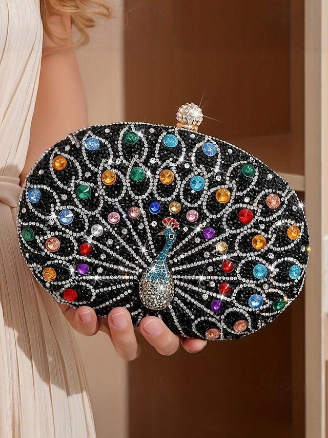 Women’s Rhinestone Peacock Clutch Bag