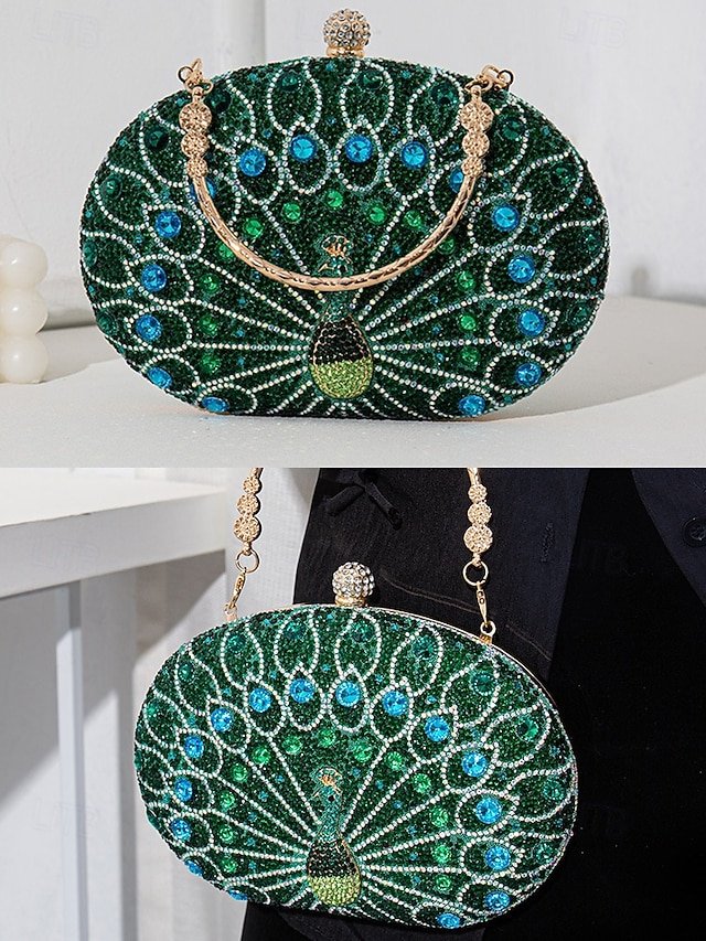 Women’s Rhinestone Peacock Clutch Bag - Image 3