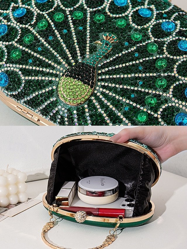 Women’s Rhinestone Peacock Clutch Bag - Image 6