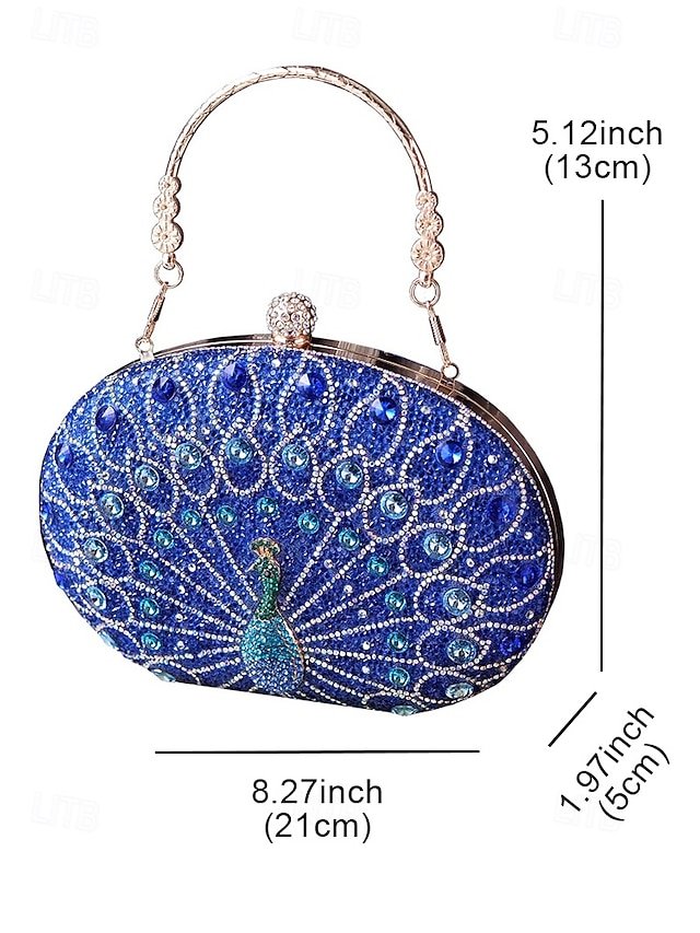Women’s Rhinestone Peacock Clutch Bag - Image 7