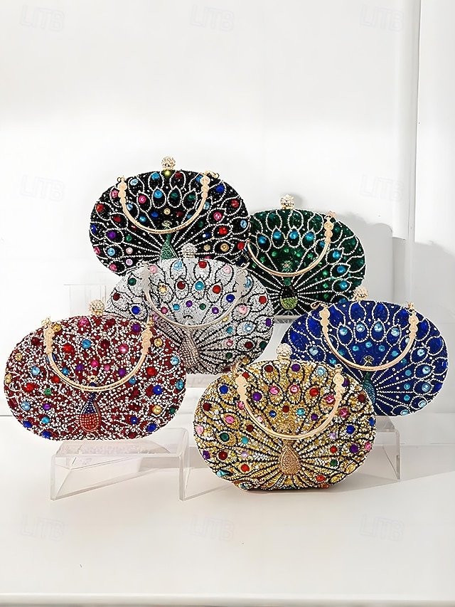 Women’s Rhinestone Peacock Clutch Bag - Image 8