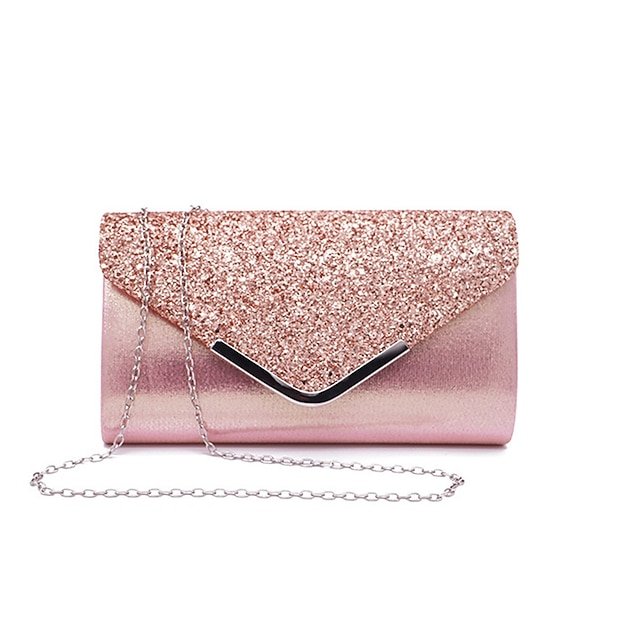 Women’s Silver Glitter Clutch Purse with Chain Strap - Image 3