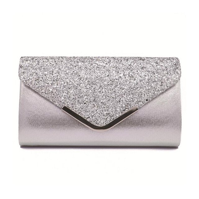 Women’s Silver Glitter Clutch Purse with Chain Strap - Image 8