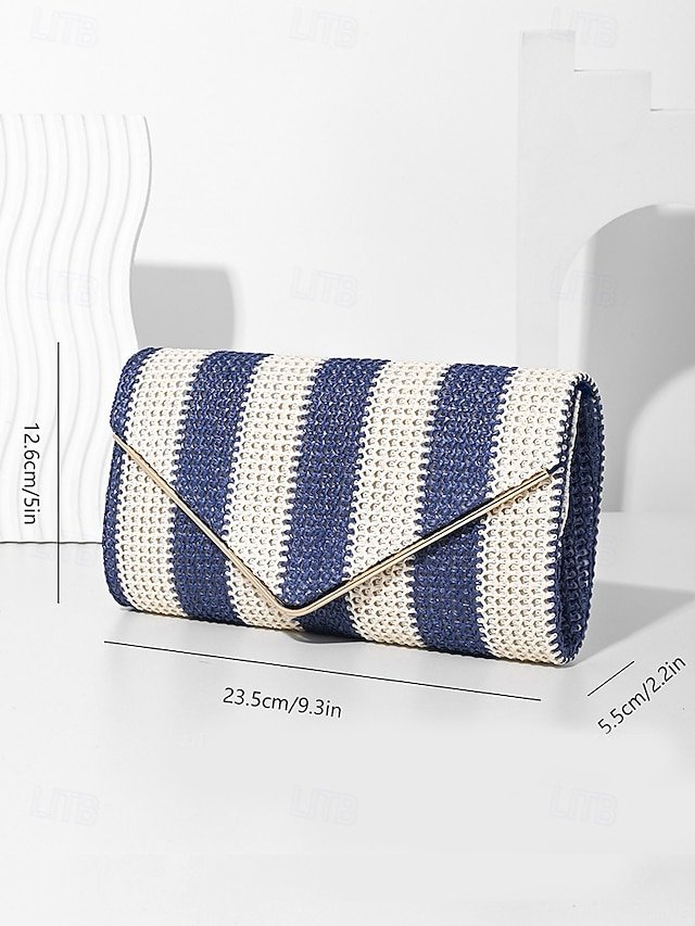 Women’s Striped Woven Envelope Clutch - Image 4