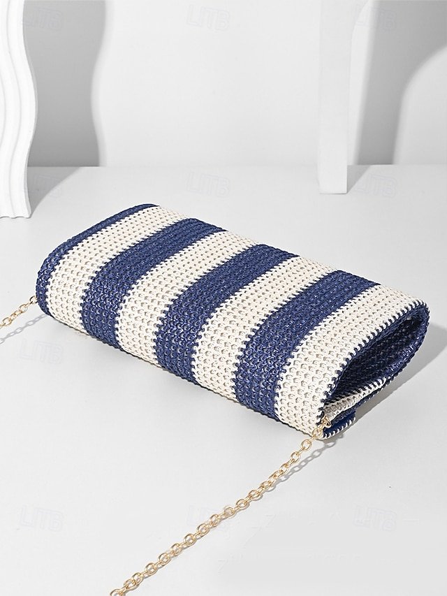 Women’s Striped Woven Envelope Clutch - Image 5