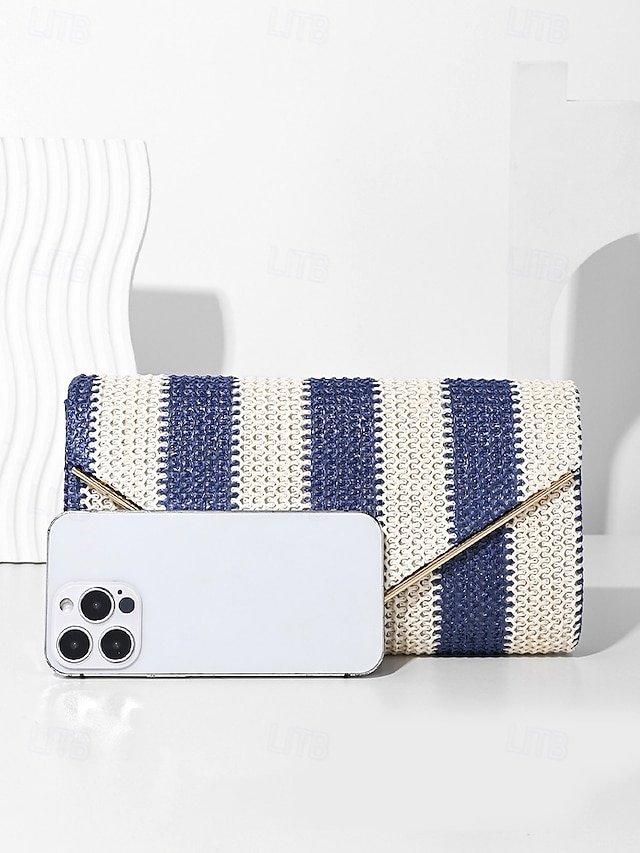 Women’s Striped Woven Envelope Clutch - Image 6