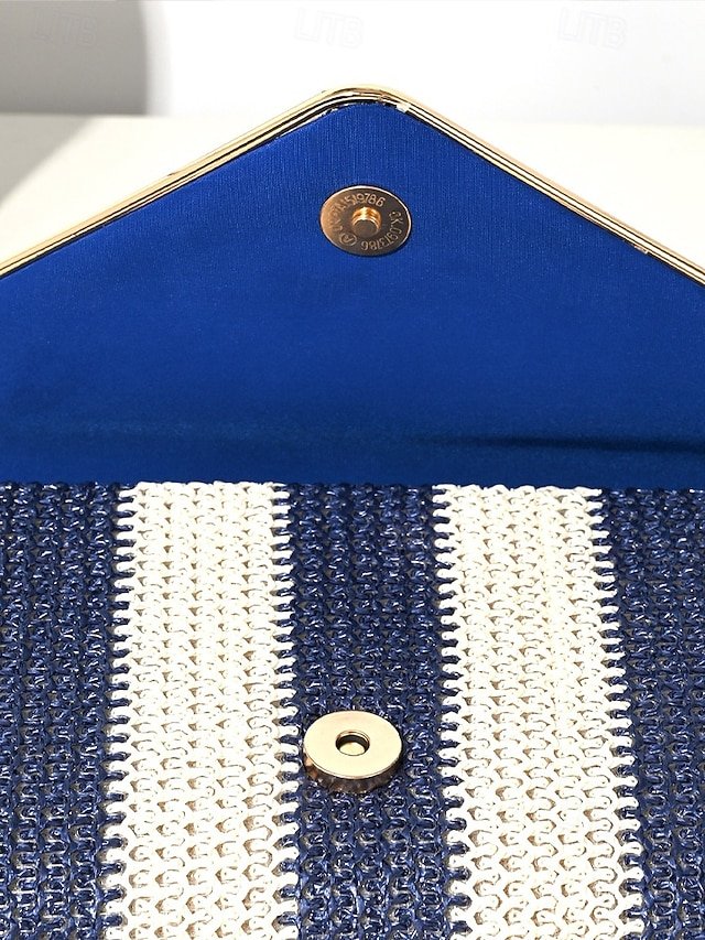 Women’s Striped Woven Envelope Clutch - Image 8