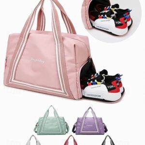 Women’s Sporty Nylon Travel Tote Bag with Sneaker Compartment