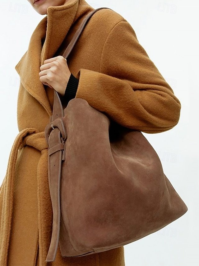 Women’s Suede Shoulder Tote Bag - Image 2