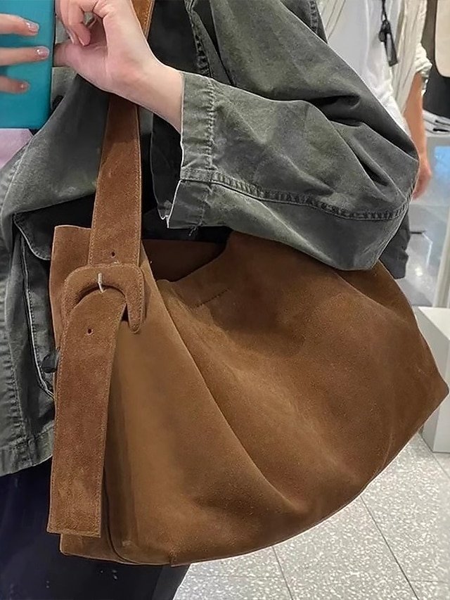 Women’s Suede Shoulder Tote Bag - Image 3