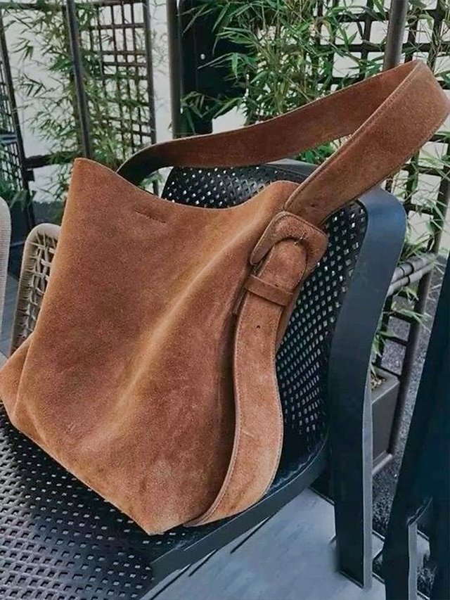 Women’s Suede Shoulder Tote Bag - Image 4