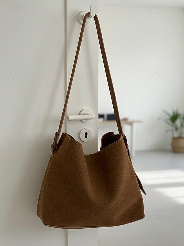 Women’s Suede Shoulder Tote Bag - Image 5