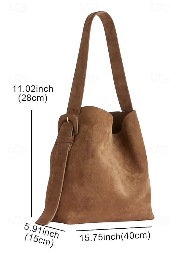 Women’s Suede Shoulder Tote Bag - Image 8