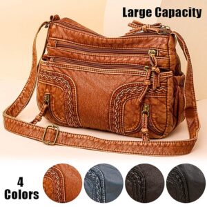 Women’s Vintage Brown Faux Leather Shoulder Bag