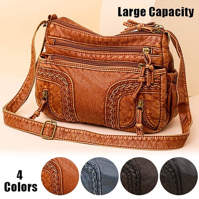 Women’s Vintage Brown Faux Leather Shoulder Bag