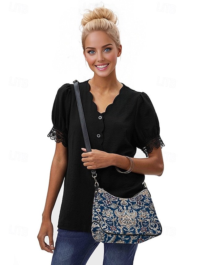Women’s Vintage Floral Print Shoulder Bag with Gold Chain - Image 3