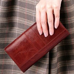 Women’s Vintage Red Leather RFID-Blocking Wallet