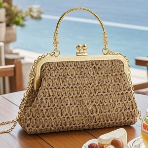 Women’s Vintage Woven Straw Handbag