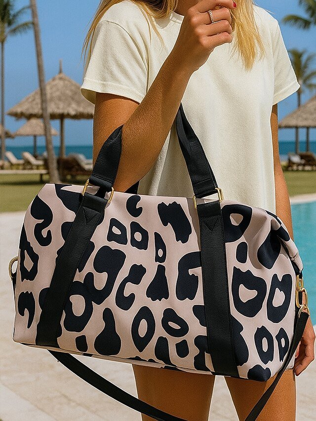 Women’s Waterproof Leopard Print Travel Duffel Bag - Image 2