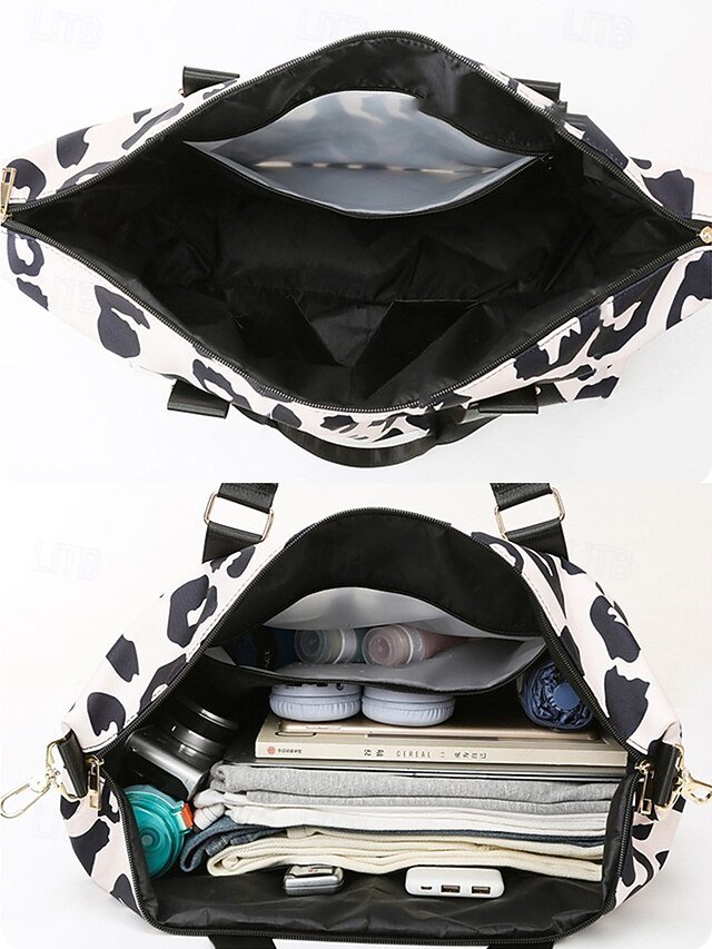 Women’s Waterproof Leopard Print Travel Duffel Bag - Image 7