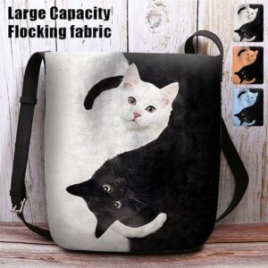 Yin Yang Cat Design Crossbody Bag
