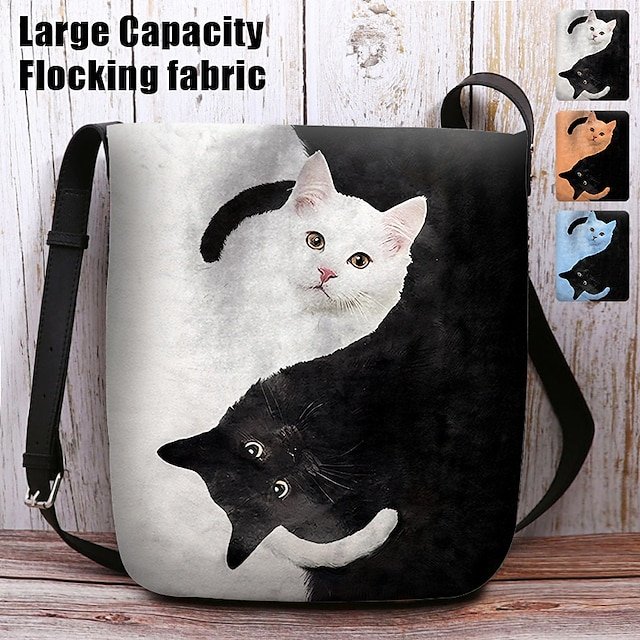 Yin Yang Cat Design Crossbody Bag