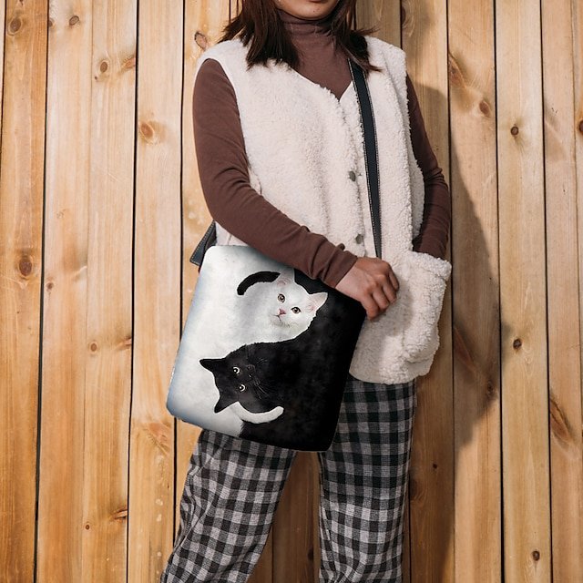 Yin Yang Cat Design Crossbody Bag - Image 2