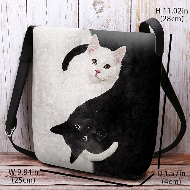 Yin Yang Cat Design Crossbody Bag - Image 3