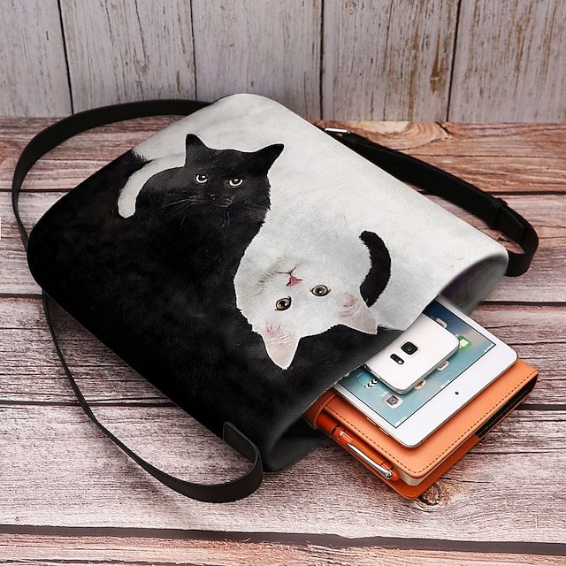 Yin Yang Cat Design Crossbody Bag - Image 4