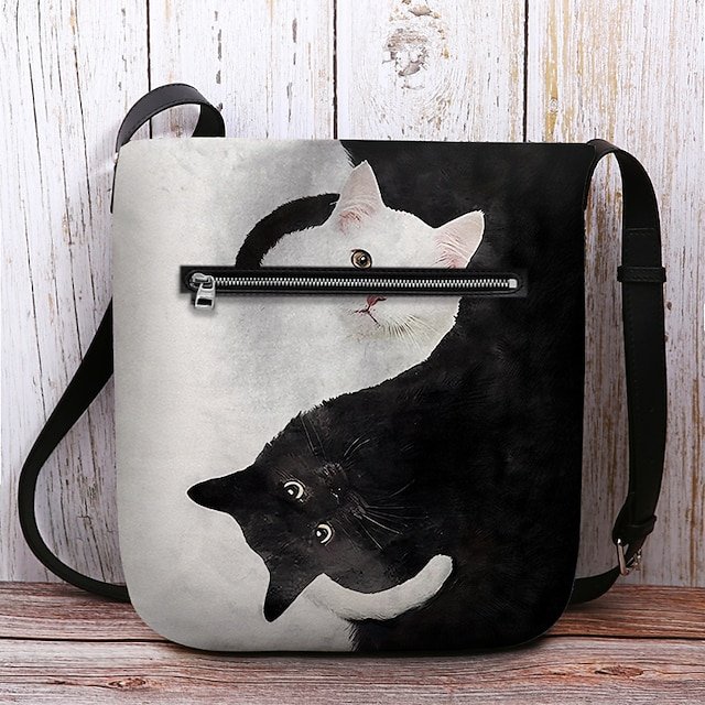Yin Yang Cat Design Crossbody Bag - Image 6