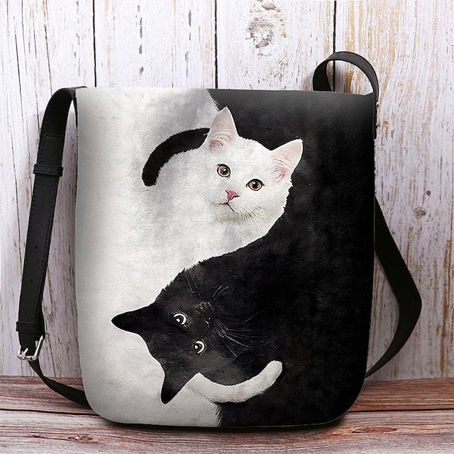 Yin Yang Cat Design Crossbody Bag - Image 8