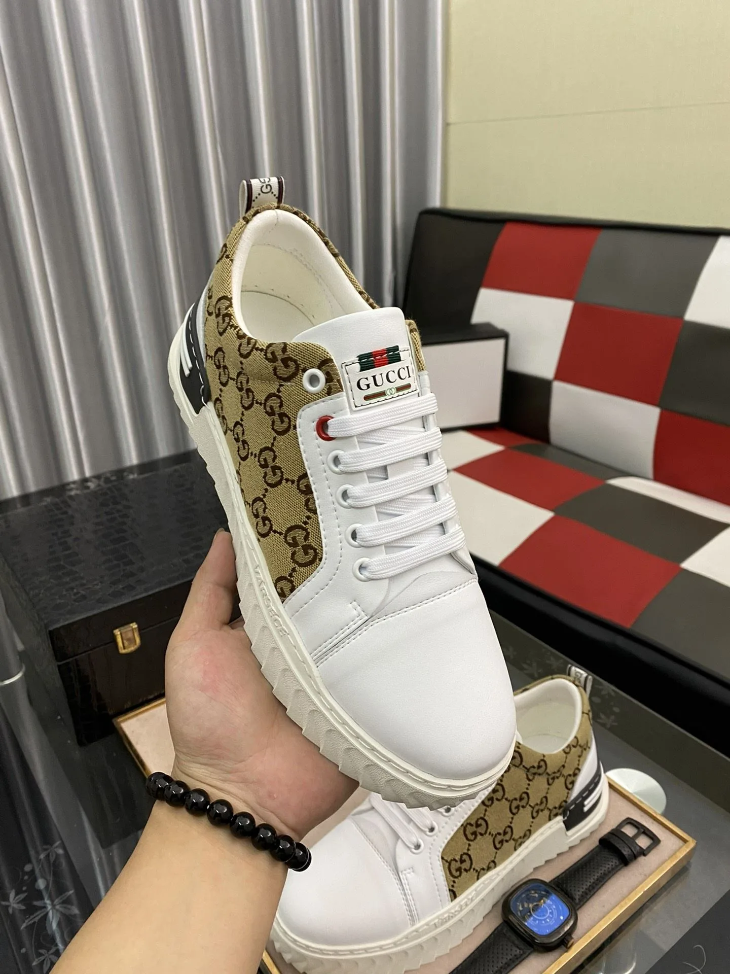 Gucci Men’s GG Ace Sneaker Yellow And White - Image 4