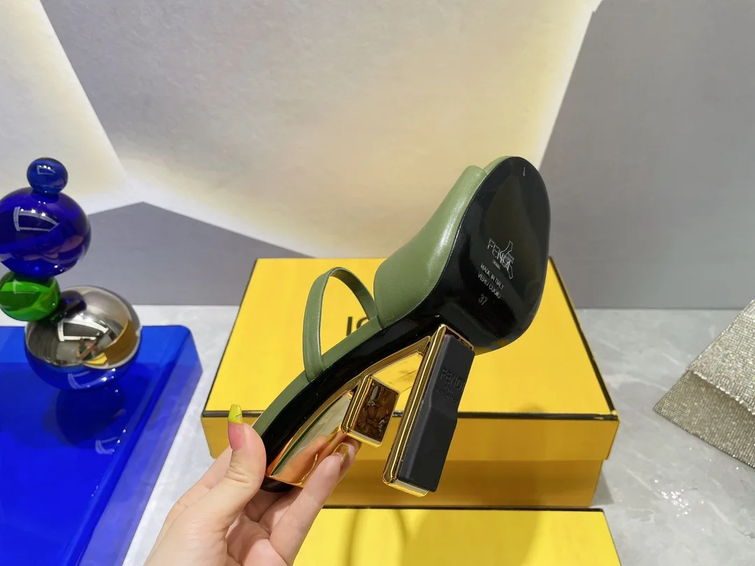 Fendi First Dark Green High-Heeled Sandals - Image 2