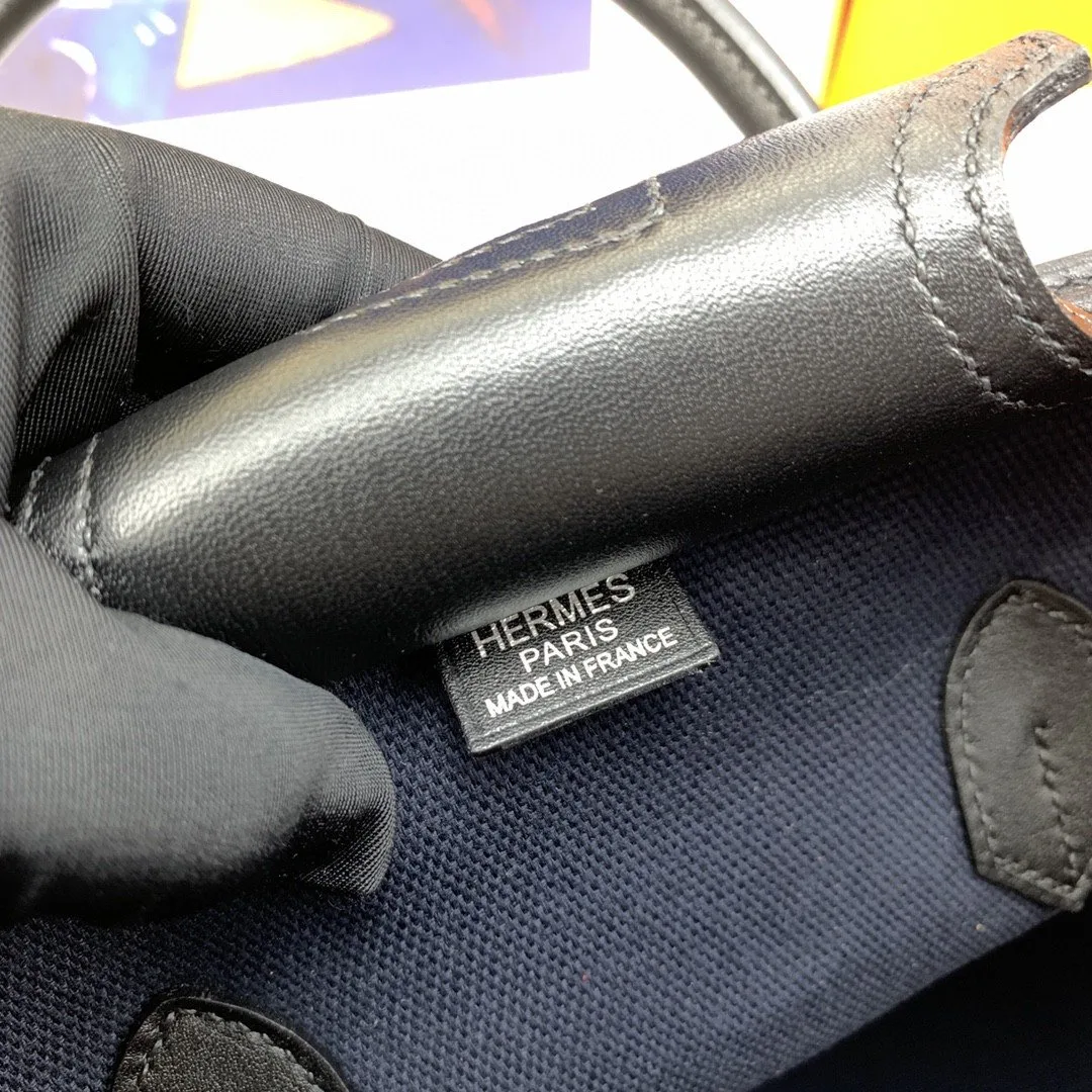 Hermes Birkin Cargo 35 Top Handle Bag / Navy Blue Silver Hardware - Image 9