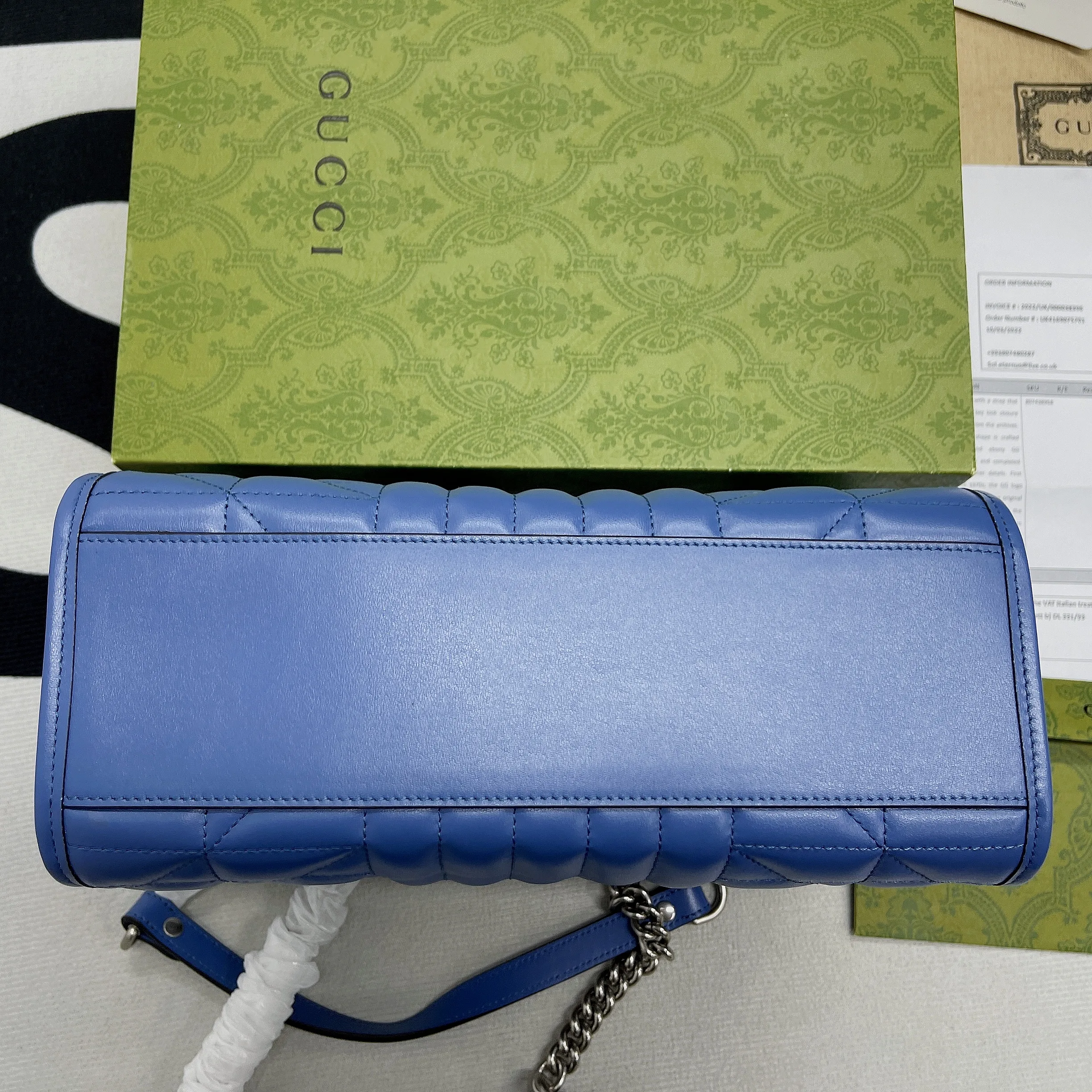 Gucci Marmont Small Matelasse Tote Bag / Blue Palladium Hardware - Image 8
